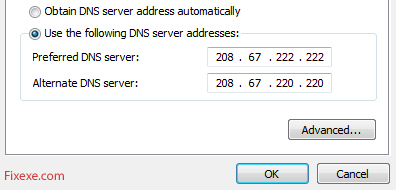 Change DNS to Open Dns