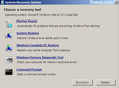 System recovery options