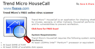 Trend Micro online virus scanner