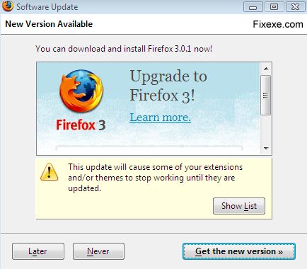 Upgrade Firefox 3