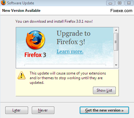 upgrade firefox