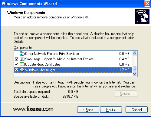 Windows Components Wizard